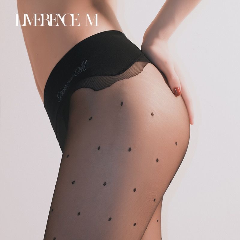 B02.3-06/Polka Dot Sheer Pantyhose for Women - Thin Seamless Deep Crotch Celebrity Style Leg-Shaping Tights - Image 4