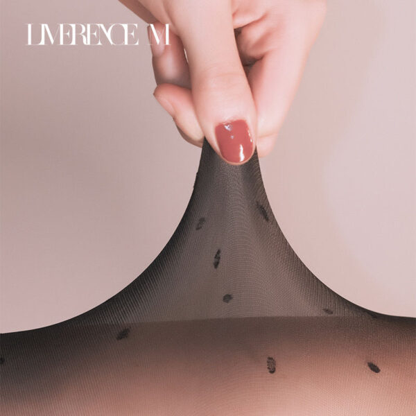 B02.3-06/Polka Dot Sheer Pantyhose for Women - Thin Seamless Deep Crotch Celebrity Style Leg-Shaping Tights