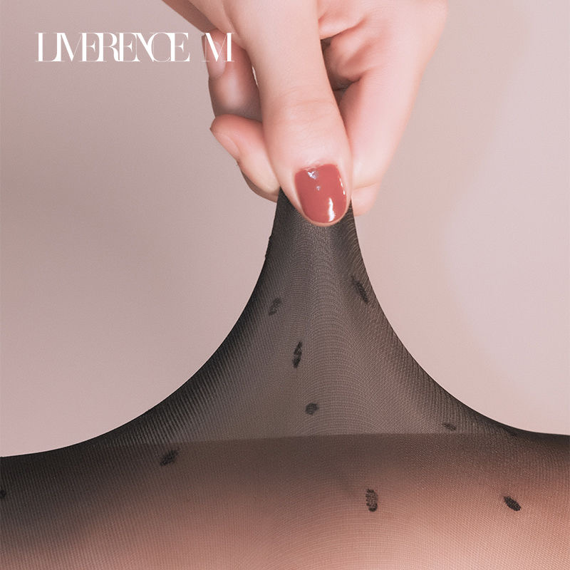 B02.3-06/Polka Dot Sheer Pantyhose for Women - Thin Seamless Deep Crotch Celebrity Style Leg-Shaping Tights - Image 3