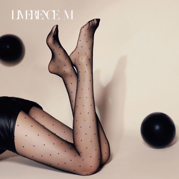 B02.3-06/Polka Dot Sheer Pantyhose for Women - Thin Seamless Deep Crotch Celebrity Style Leg-Shaping Tights