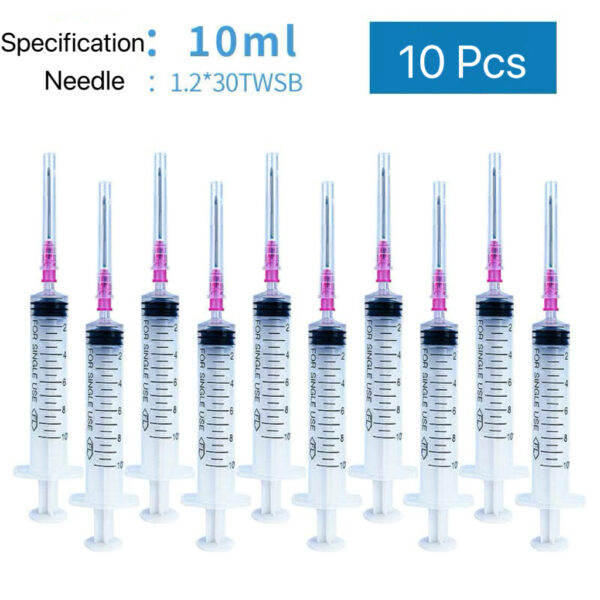 E02-01/Disposable Medical Syringe with Needle (10 Pcs per Pack) - Multiple Sizes (1ml/2ml/5ml/10ml/20ml/30ml/50ml) for Clinic, Hospital Drug Preparation Use