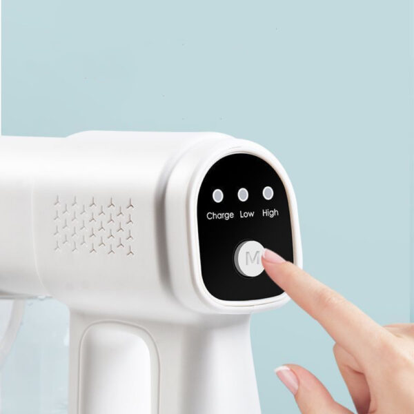 E01-03/Handheld Nano Atomizer Spray Gun: Adjustable Modes, Blue Light Nano Mist for Home & Office Disinfection