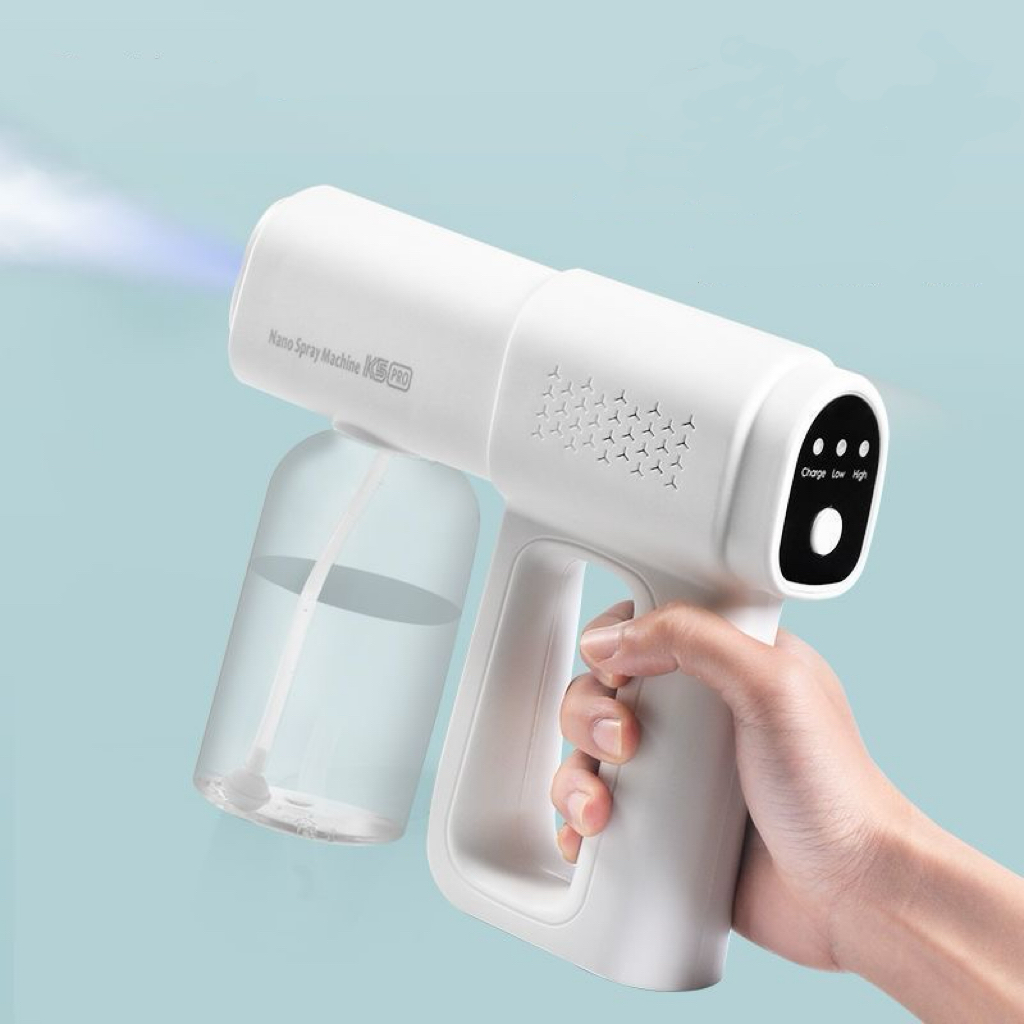 E01-03/Handheld Nano Atomizer Spray Gun: Adjustable Modes, Blue Light Nano Mist for Home & Office Disinfection