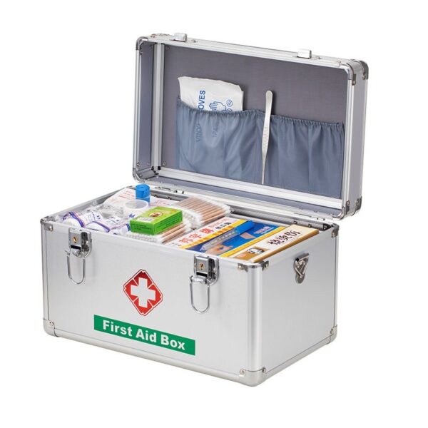 E02-02/Multi - Size Aluminum First Aid Box - 10 Inch, 12 Inch, 14 Inch, 16 Inch Medical Storage Case for Home & Business