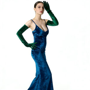 B05.1-05/Velvet Opera Gloves Long Vintage Hepburn Style for Evening Gown Cheongsam Christmas Party