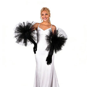 B05.2-01/Tulle Bridal Gloves Long Satin Wedding Gloves for Bridal Gown Performance Photo Props