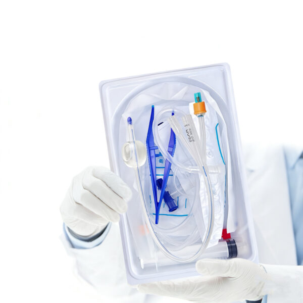 E02-04/silicone urinary catheterization kit - multiple models (14fr, 16fr, 18fr, 20fr, 22fr) for medical use, sterile, double/lumen tri-lumen options