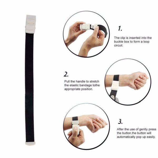 E04-01/Clip-type Tourniquet, Medical Disposable Silicone Venous Compression Strap, First Aid Elastic Accessory for Medical and Outdoor Emergency Kits