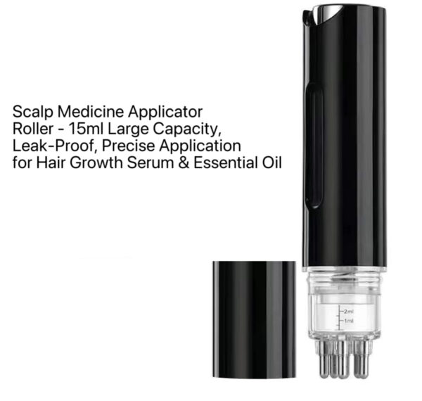 E02-07/Scalp Medicine Applicator Roller - 15ml Large Capacity, Leak-Proof, Precise Application for Hair Growth Serum & Essential Oil