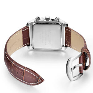 A07-02/Men's Square Multifunctional Quartz Watch with Brown Leather Strap, Chronograph, Date, Luminous Hands, 3ATM Water Resistant Fashion Watch for Men - Image 4