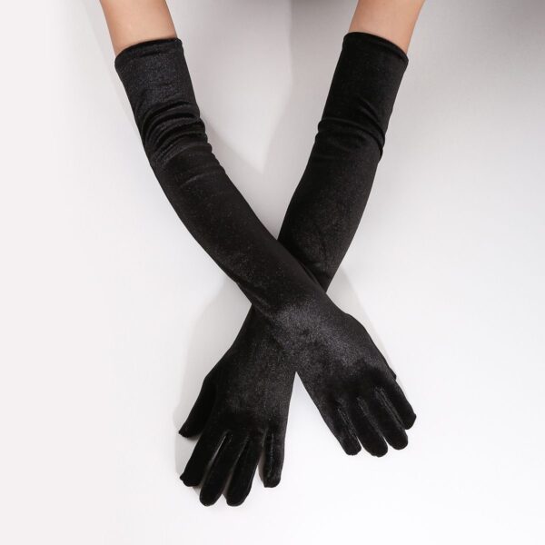 B05.1-05/Velvet Opera Gloves Long Vintage Hepburn Style for Evening Gown Cheongsam Christmas Party