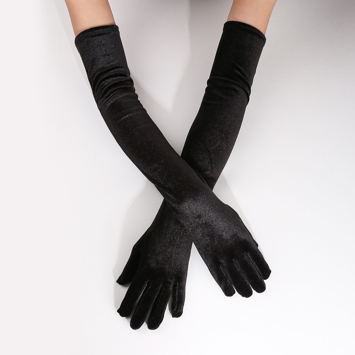 B05.1-05/Velvet Opera Gloves Long Vintage Hepburn Style for Evening Gown Cheongsam Christmas Party - Image 6