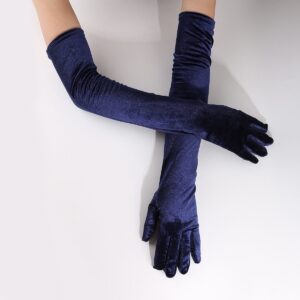 B05.1-05/Velvet Opera Gloves Long Vintage Hepburn Style for Evening Gown Cheongsam Christmas Party - Image 4
