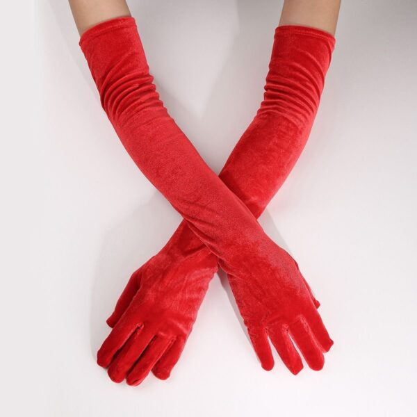 B05.1-05/Velvet Opera Gloves Long Vintage Hepburn Style for Evening Gown Cheongsam Christmas Party