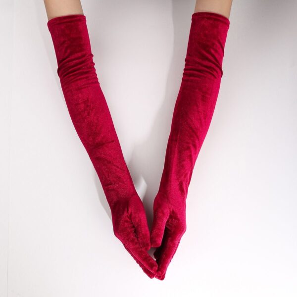 B05.1-05/Velvet Opera Gloves Long Vintage Hepburn Style for Evening Gown Cheongsam Christmas Party