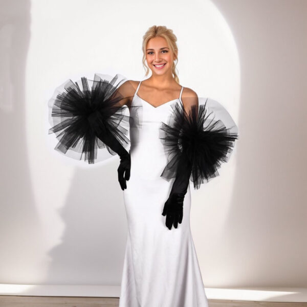 B05.2-01/Tulle Bridal Gloves Long Satin Wedding Gloves for Bridal Gown Performance Photo Props