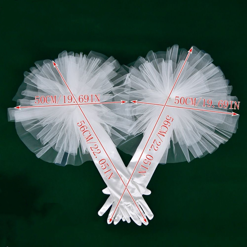 B05.2-01/Tulle Bridal Gloves Long Satin Wedding Gloves for Bridal Gown Performance Photo Props - Image 2