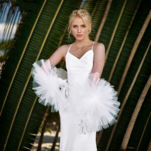 B05.2-01/Tulle Bridal Gloves Long Satin Wedding Gloves for Bridal Gown Performance Photo Props - Image 3