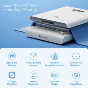 H3.4-01/15x15 Heat Press Machine for T-Shirts - 1200W Fast Heating Sublimation Printer with Accurate Temperature Control & Easy-to-Use UI - Image 6