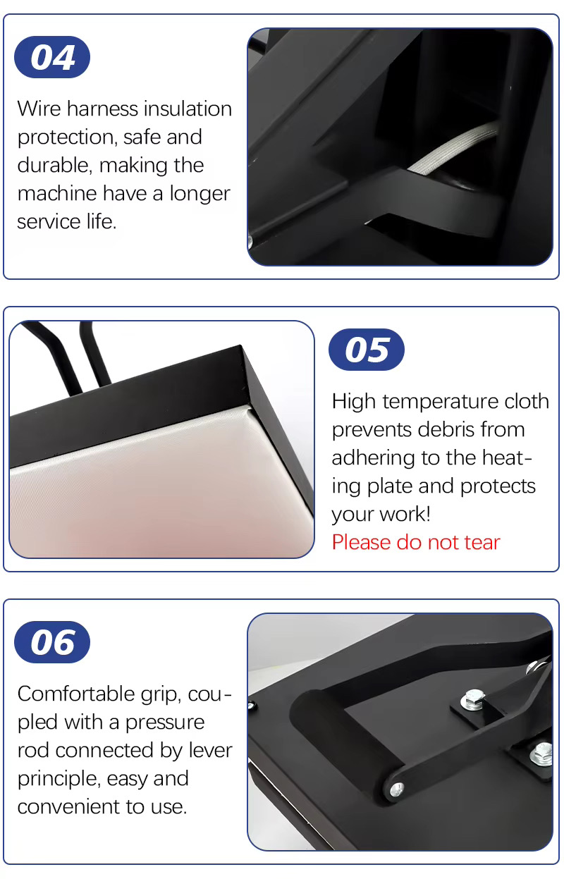 H3.4-02/15x15 Inch Heat Press Machine - 38x38CM Sublimation Transfer Printer with Adjustable Pressure & Over-Temperature Protection - Image 4