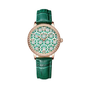 A07-05/Chic Openwork Dial Women's Watch with Crystal Bezel and Leather Strap