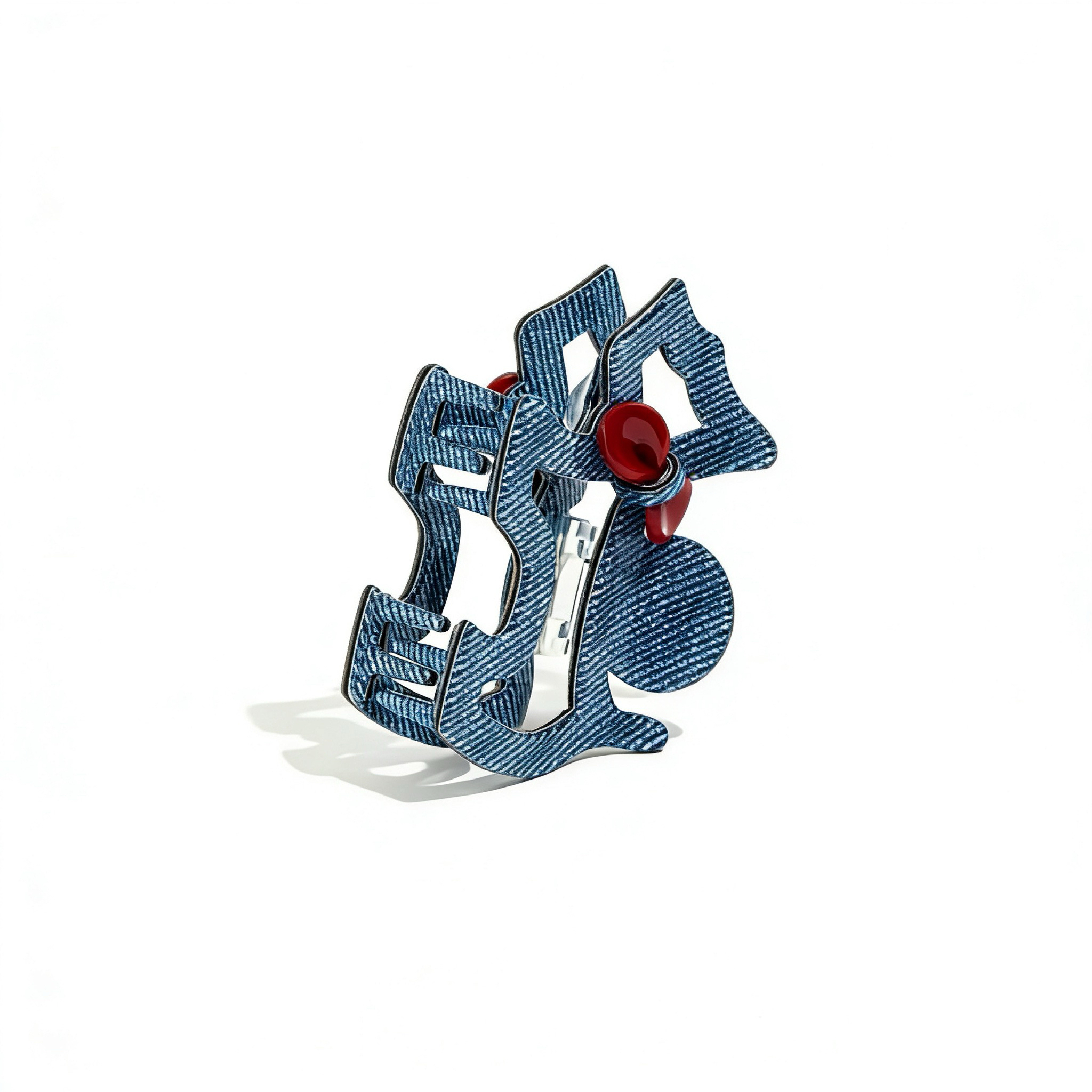 A06.1-02/Denim Blue Puppy Claw Hair Clip - Mini Style for Fine Hair & Half-Updos - Image 1