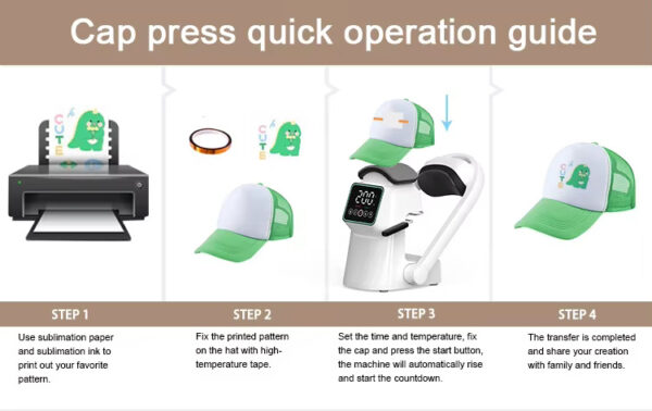 H3.4-04/Cap Heat Press Machine - Automatic Sublimation Transfer Printer for Custom Hat Printing