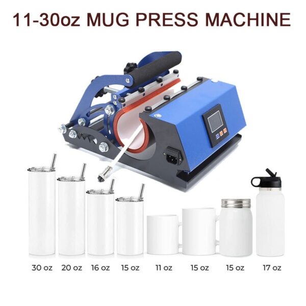 H3.4-06/30oz Sublimation Mug Press Machine for 6-30oz Straight Stainless Steel & Ceramic Mugs