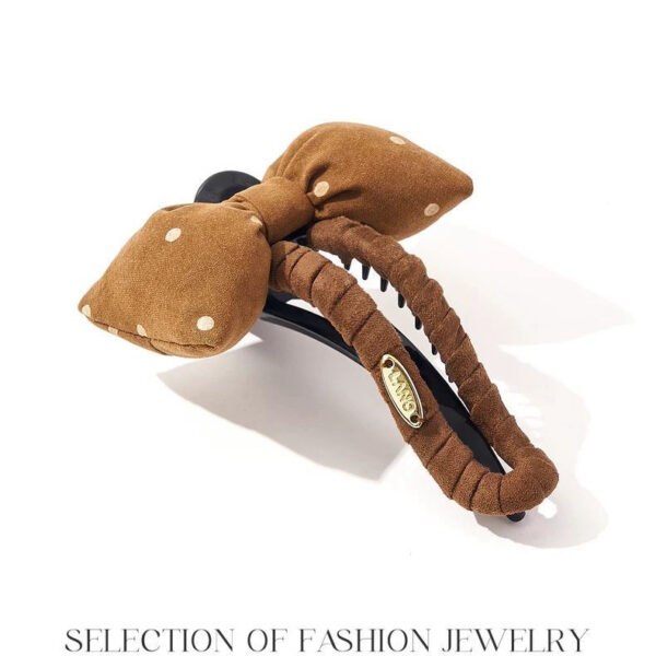 A06.1-01/Polka Dot Bow Large Claw Hair Clip - Trendy 2025 Design for Thick Hair
