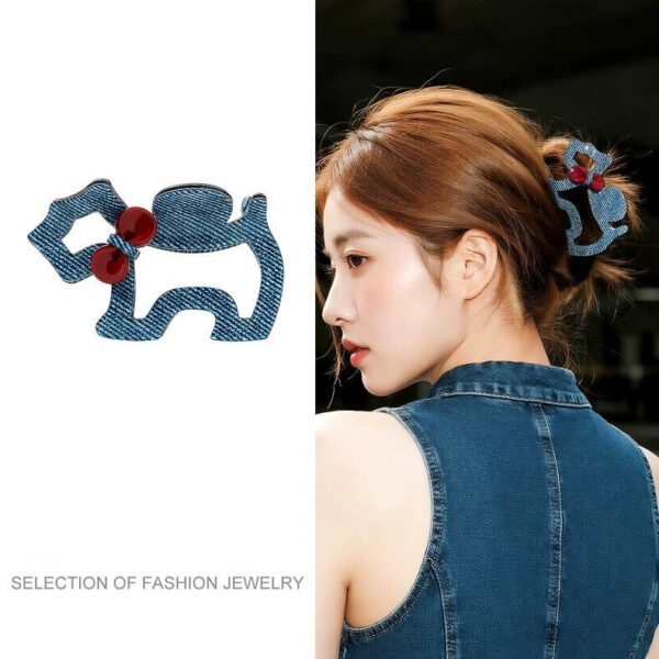 A06.1-02/Denim Blue Puppy Claw Hair Clip - Mini Style for Fine Hair & Half-Updos
