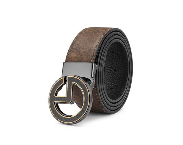 Men's Genuine Leather Smooth Buckle Belt – Business & Casual Versatile Style