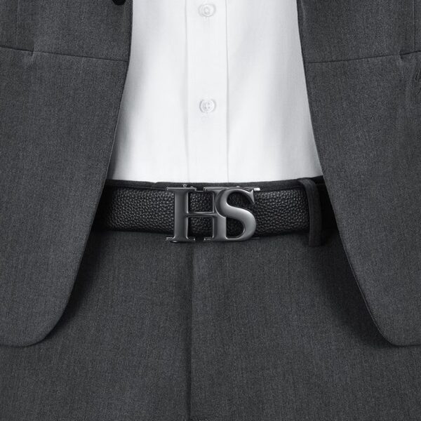 A05-05/Men's Top-Grain Leather Automatic Buckle Belt – Modern Business & Casual Style