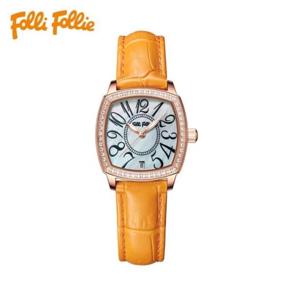 Elegant Barrel-Shaped Women's Watch with Leather Strap and Crystal Bezel