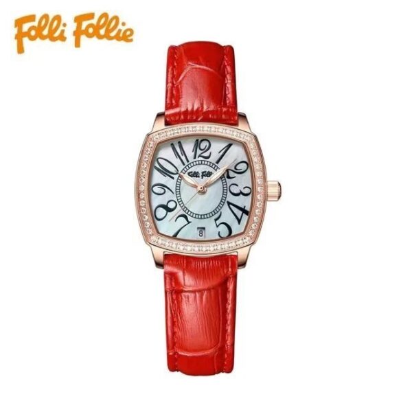 A07-04/Elegant Barrel-Shaped Women's Watch with Leather Strap and Crystal Bezel