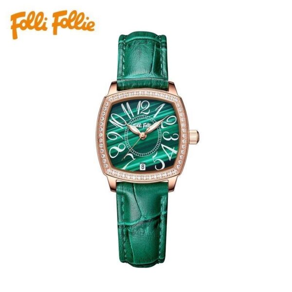 A07-04/Elegant Barrel-Shaped Women's Watch with Leather Strap and Crystal Bezel