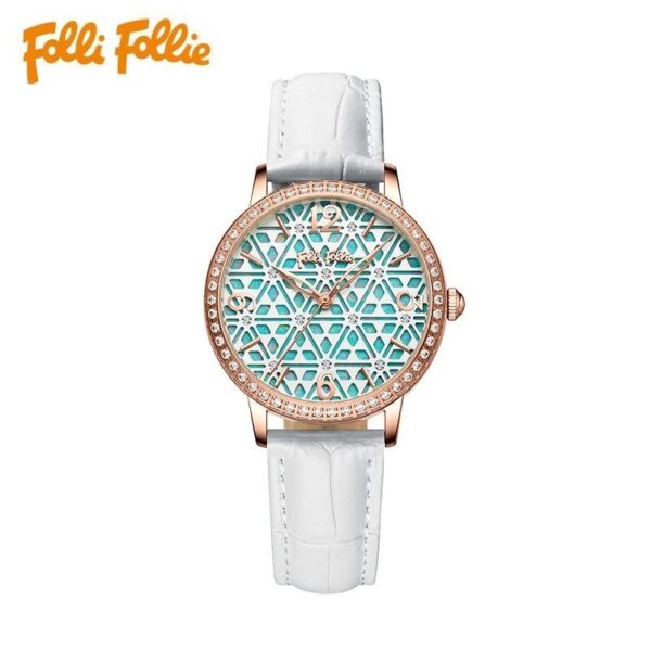 A07-05/Chic Openwork Dial Women's Watch with Crystal Bezel and Leather Strap