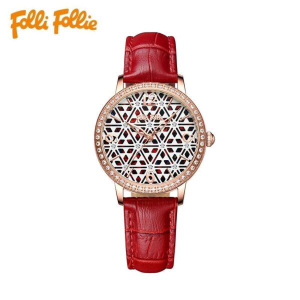 A07-05/Chic Openwork Dial Women's Watch with Crystal Bezel and Leather Strap