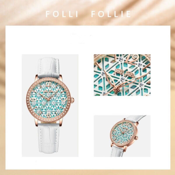 A07-05/Chic Openwork Dial Women's Watch with Crystal Bezel and Leather Strap