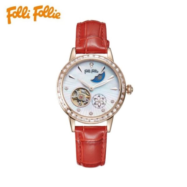 A07-06/Elegant Mechanical Women's Watch with Mother-of-Pearl Dial and Crystal Bezel