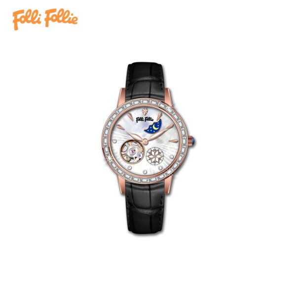 Elegant Mechanical Women's Watch with Mother-of-Pearl Dial and Crystal Bezel