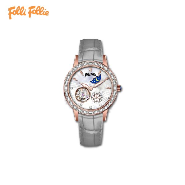 A07-06/Elegant Mechanical Women's Watch with Mother-of-Pearl Dial and Crystal Bezel