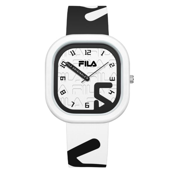 Sleek Square-Case Sport Watch with Two-Tone Silicone Strap and Geometric Dial