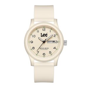 Minimalist Round-Case Watch with Date-Day Display and Silicone Strap