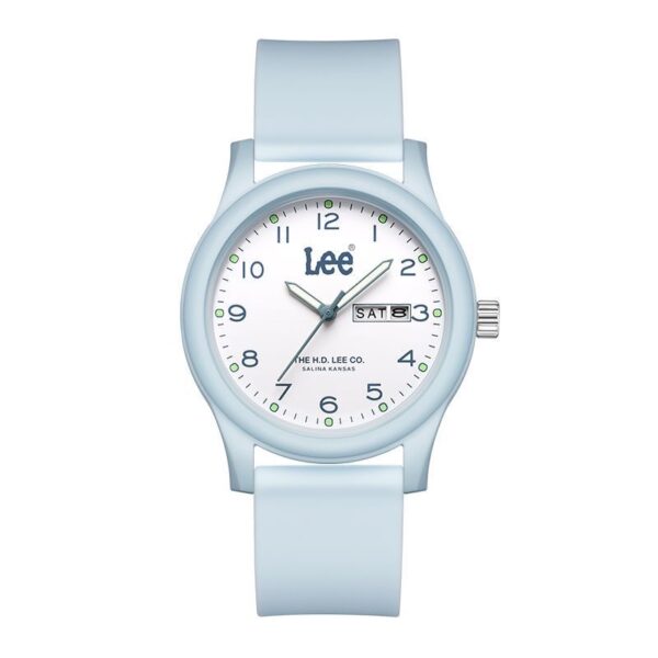 A07-10/Minimalist Round-Case Watch with Date-Day Display and Silicone Strap