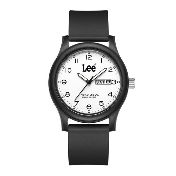 A07-10/Minimalist Round-Case Watch with Date-Day Display and Silicone Strap