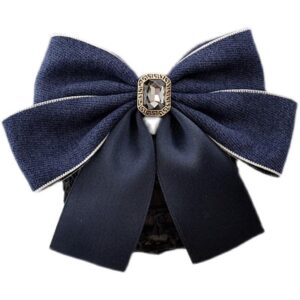 A06.2-02/Bow Hair Net for Work - Elegant Rhinestone Hair Bun Cover for Professional Women - Image 2