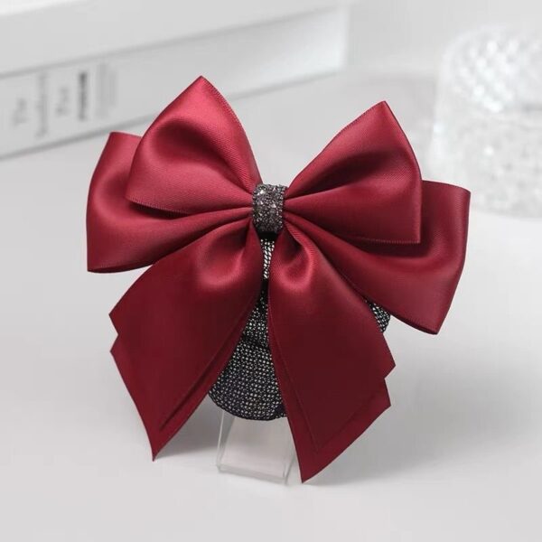 A06.2-03/Satin Bow Hair Net - Luxury Mesh Hair Bun Cover for Professional Women
