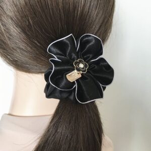 A06.2-04/Velvet Bow Hair Tie with Pearl - No-Slip Elastic Hair Band for Women - Image 2