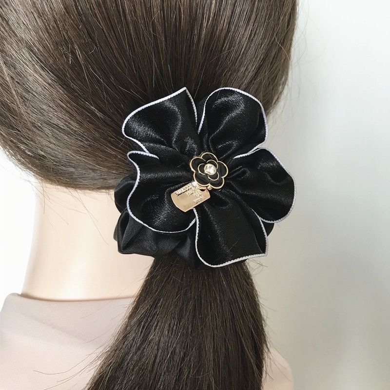 A06.2-04/Velvet Bow Hair Tie with Pearl - No-Slip Elastic Hair Band for Women - Image 2
