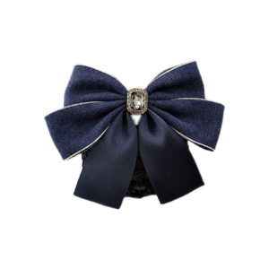 A06.2-02/Bow Hair Net for Work - Elegant Rhinestone Hair Bun Cover for Professional Women